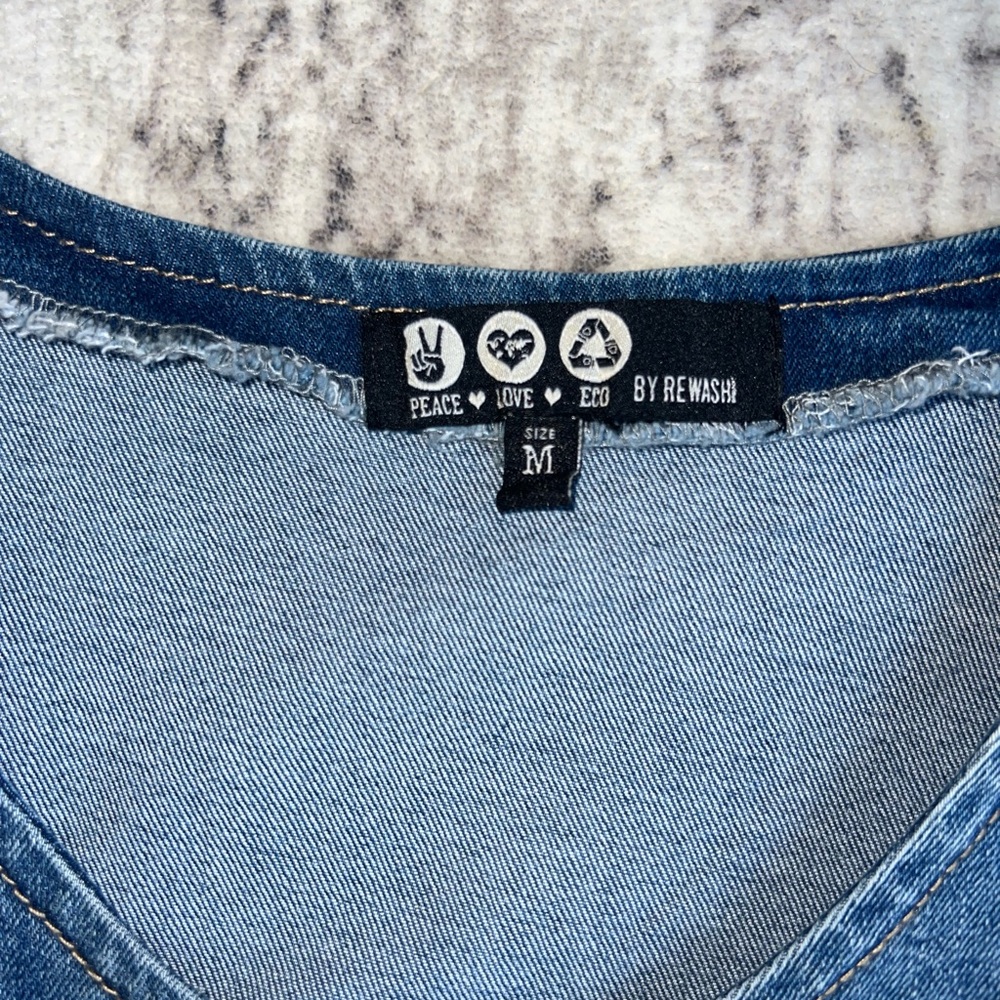 NWOT! Rewash Blue Denim Zip Front BodyCon TankTop Jean Dress with Belt Medium - Picture 4 of 7